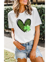 Azura Exchange Leopard Heart Shaped Print Crewneck Graphic Tee - 2XL