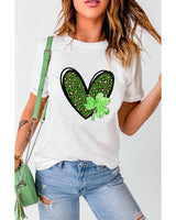 Azura Exchange Leopard Heart Shaped Print Crewneck Graphic Tee - M