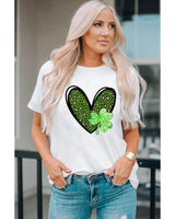 Azura Exchange Leopard Heart Shaped Print Crewneck Graphic Tee - M