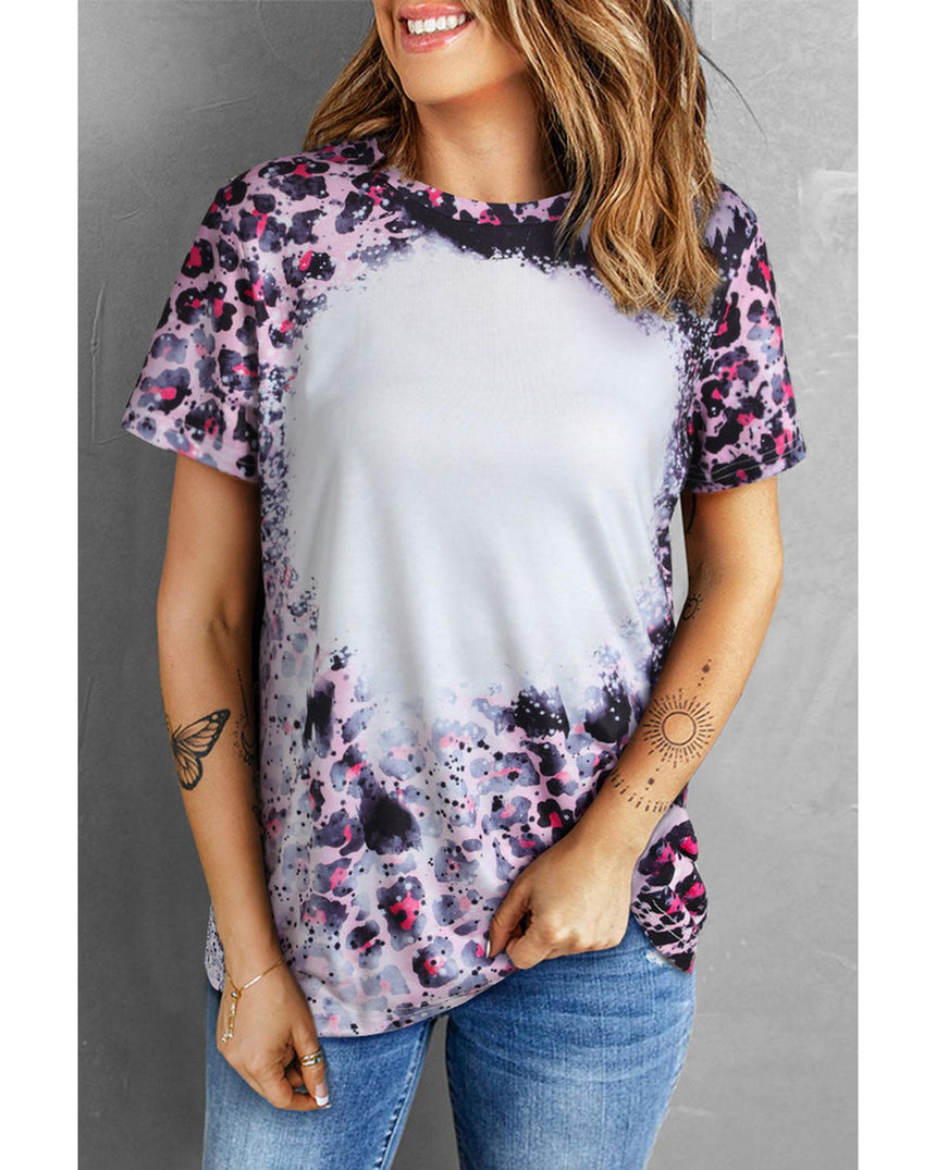 Azura Exchange Leopard Print Bleached Tee - L