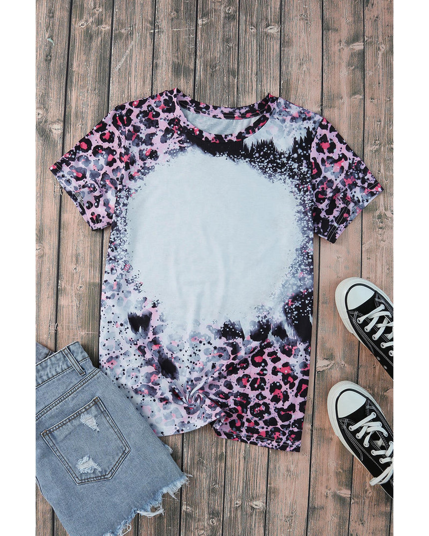 Azura Exchange Leopard Print Bleached Tee - M