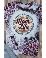 Azura Exchange Leopard Print Graphic Tee with Mom Life Slogan - M