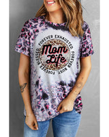 Azura Exchange Leopard Print Graphic Tee with Mom Life Slogan - XL