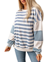 Azura Exchange Drop Shoulder Striped Pullover Sweatshirt - L