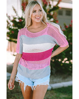 Azura Exchange Colorblock Striped Knitted Top - S