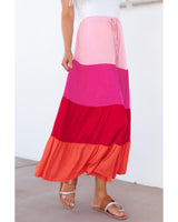 Azura Exchange Tiered Drawstring Maxi Skirt - L