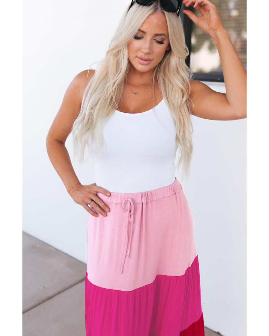 Azura Exchange Tiered Drawstring Maxi Skirt - L