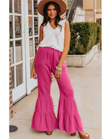 Azura Exchange Textured High Waist Ruffled Bell Bottom Pants - XL