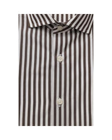 Bagutta Men's Classic Brown Cotton French Collar Shirt - XL