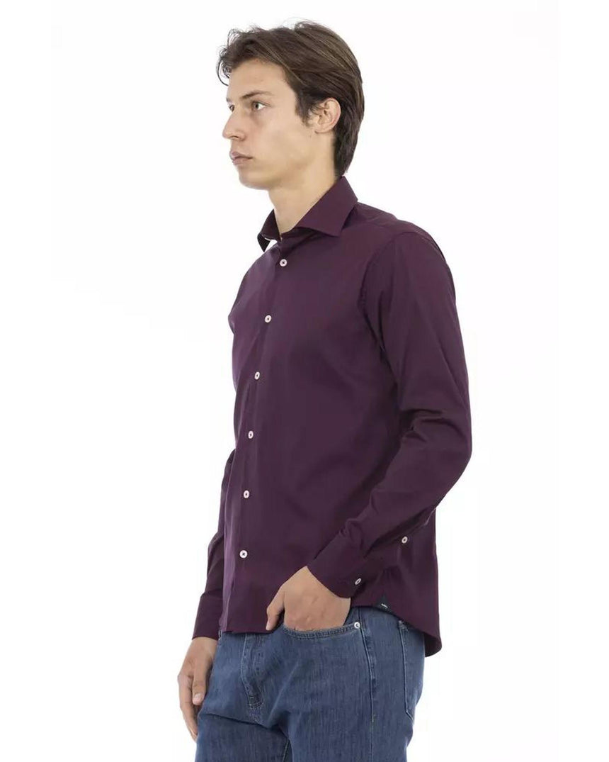 Baldinini Trend Men's Bordeaux Cotton Shirt - XL