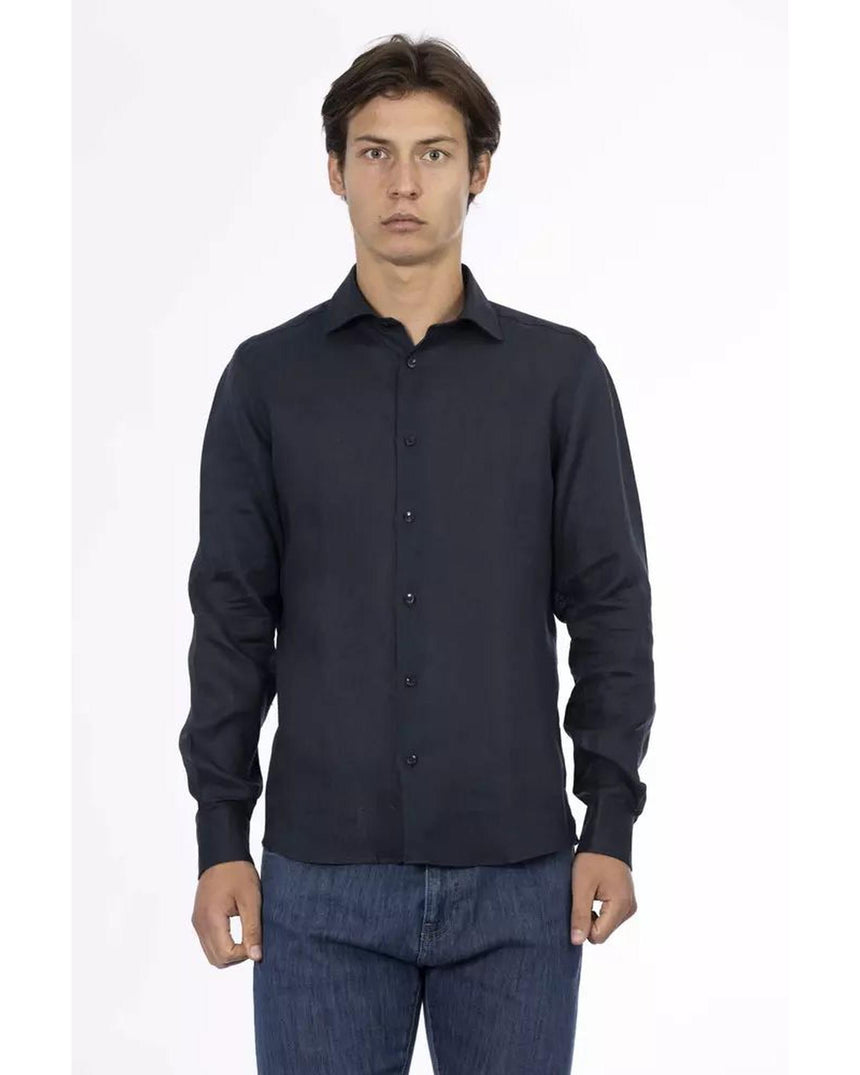 Baldinini Trend Men's Blue Linen Shirt - XL