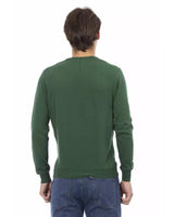 Long-sleeve Ribbed Crew Neck Sweater with Logo Insert M Men