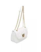 Flap Closure Leather Shoulder Bag with Internal Compartments and Golden Details One Size Women