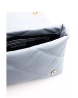 Flap Closure Leather Shoulder Bag with Internal Compartments and Golden Details One Size Women