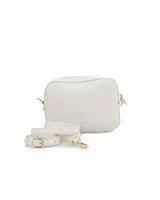 Golden Front Logo Shoulder Bag with Zip Closure and Internal Compartments One Size Women