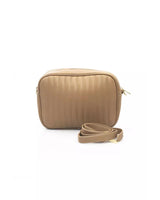 Golden Logo Shoulder Bag with Zip Closure and Internal Compartments One Size Women