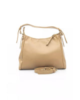 Golden Logo Shoulder Bag with Zip Closure and Internal Compartments One Size Women