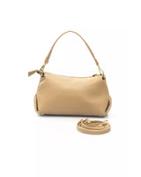 Golden Logo Shoulder Bag with Zip Closure and Internal Compartments One Size Women