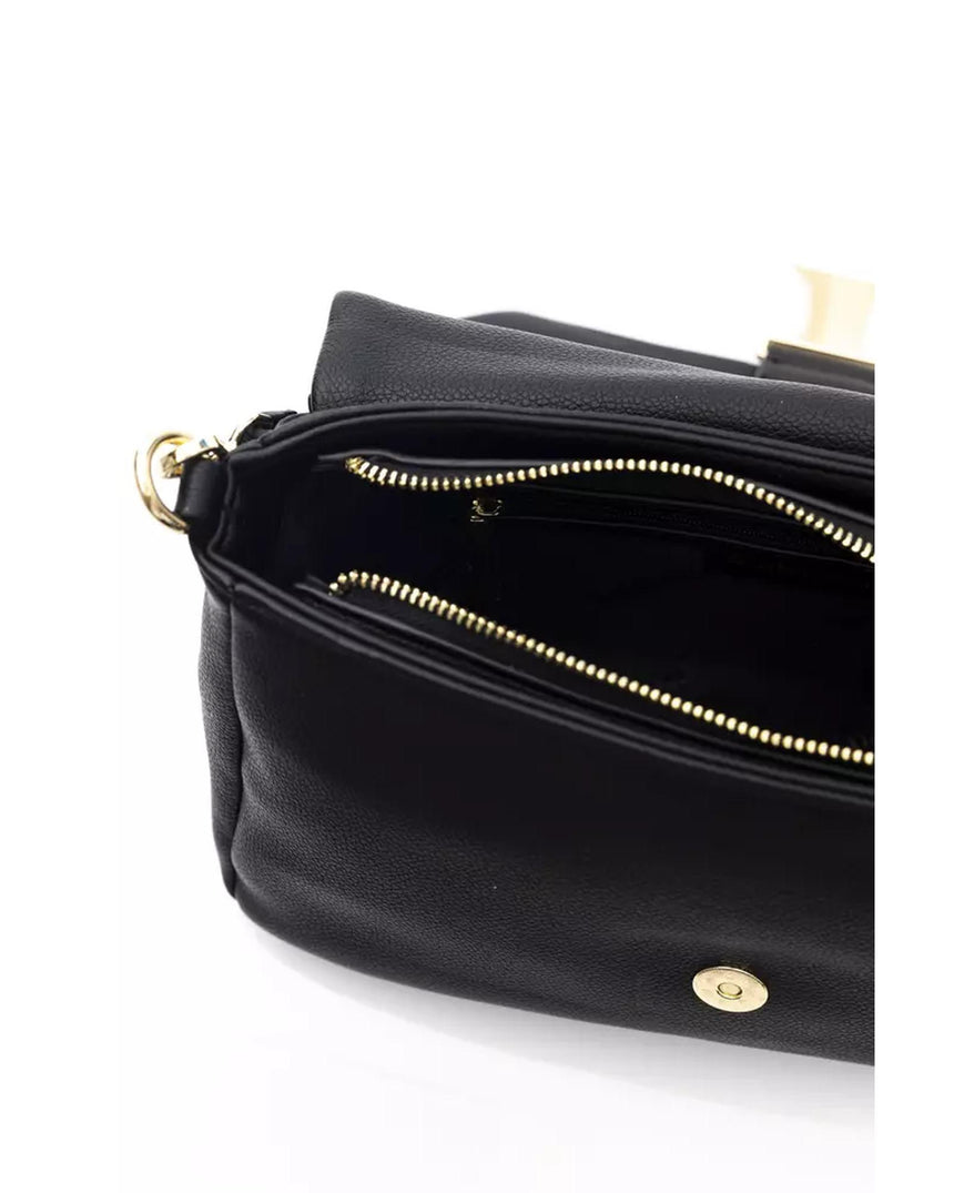 Golden Logo Flap Shoulder Bag with Internal Compartments One Size Women