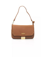 Flap Closure Shoulder Bag with Internal Compartments and Golden Details One Size Women