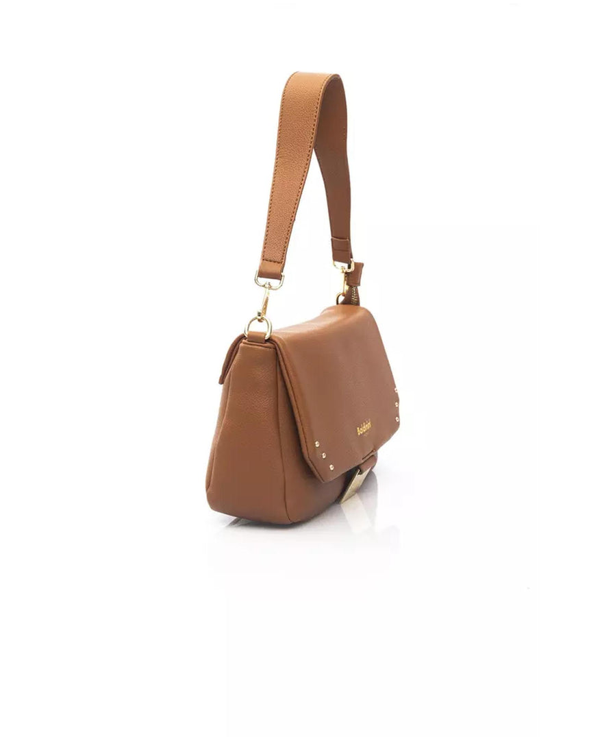 Flap Closure Shoulder Bag with Internal Compartments and Golden Details One Size Women