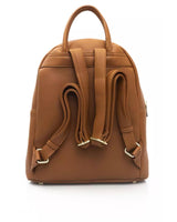 Golden Logo Zip Closure Backpack with Adjustable Straps. One Size Women