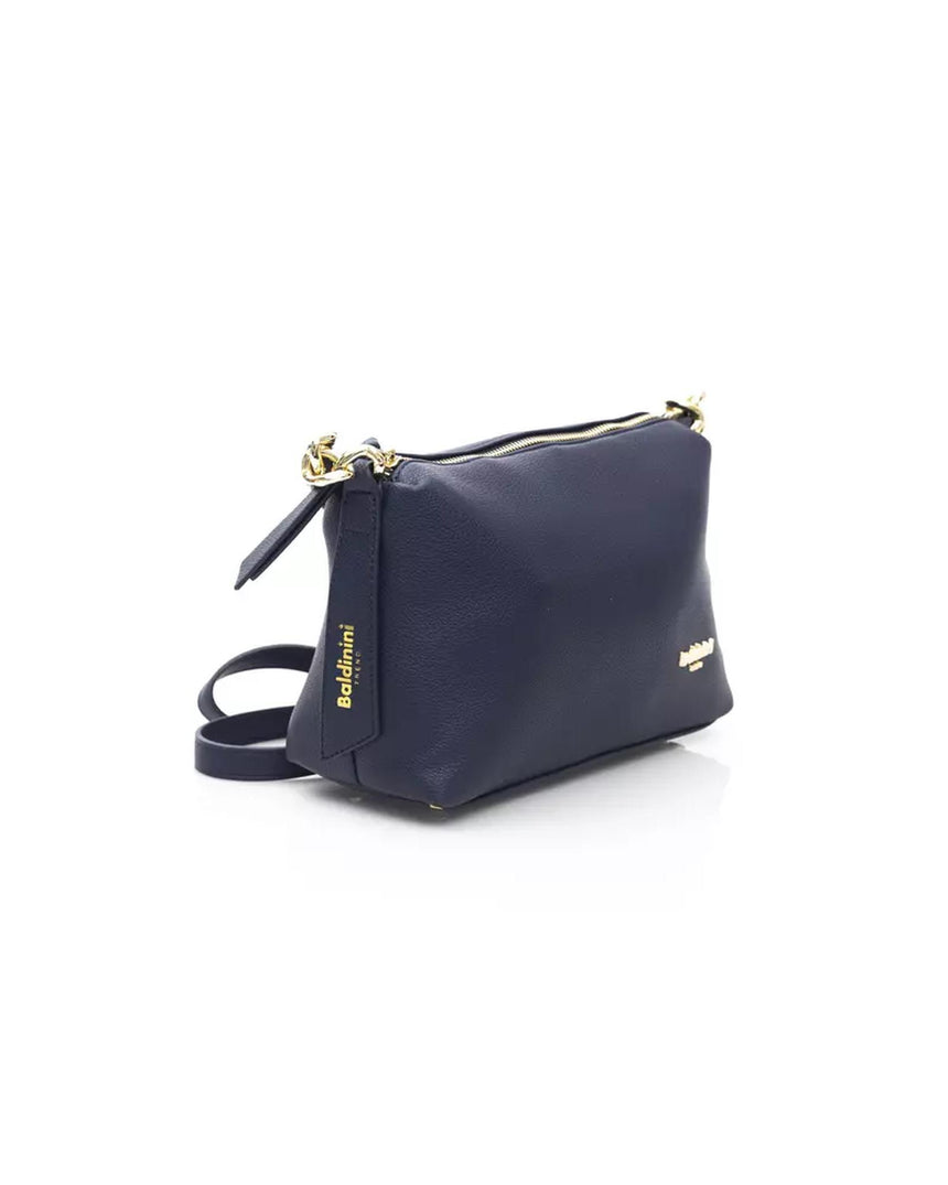 Golden Logo Shoulder Bag with Zip Closure and Internal Compartments One Size Women