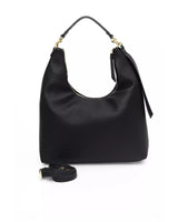 Golden Logo Shoulder Bag with Zip Closure and Internal Compartments One Size Women