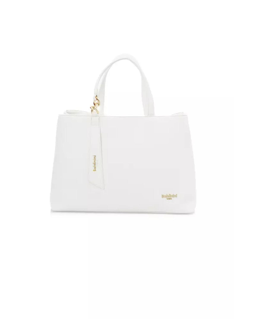 Golden Logo-Accented Shoulder Bag with Zip Closure and Internal Compartments One Size Women