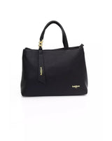 Golden Logo Shoulder Bag with Zip Closure and Internal Compartments One Size Women