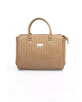 Golden Logo Shoulder Bag with Zip Closure and Internal Compartments One Size Women