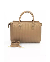 Golden Logo Shoulder Bag with Zip Closure and Internal Compartments One Size Women