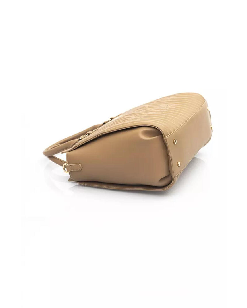 Golden Logo Shoulder Bag with Zip Closure and Internal Compartments One Size Women