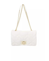 Golden Logo Flap Shoulder Bag with Internal Compartments and Back Pocket One Size Women