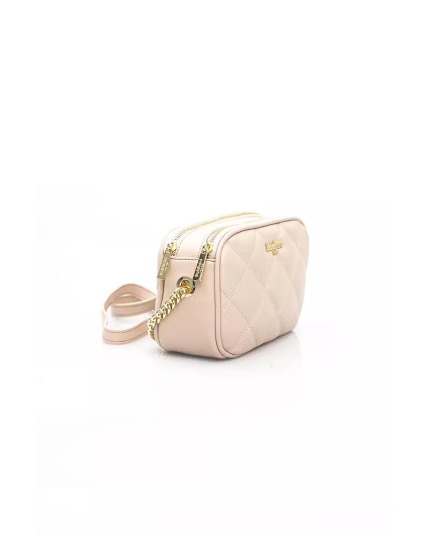 Golden Logo Zip Closure Double Compartment Shoulder Bag One Size Women