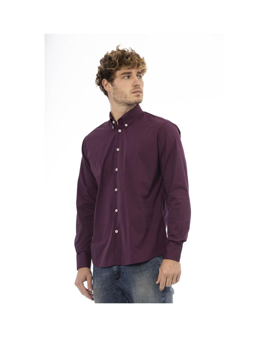 Baldinini Trend Men's Burgundy Cotton Shirt - 44 IT