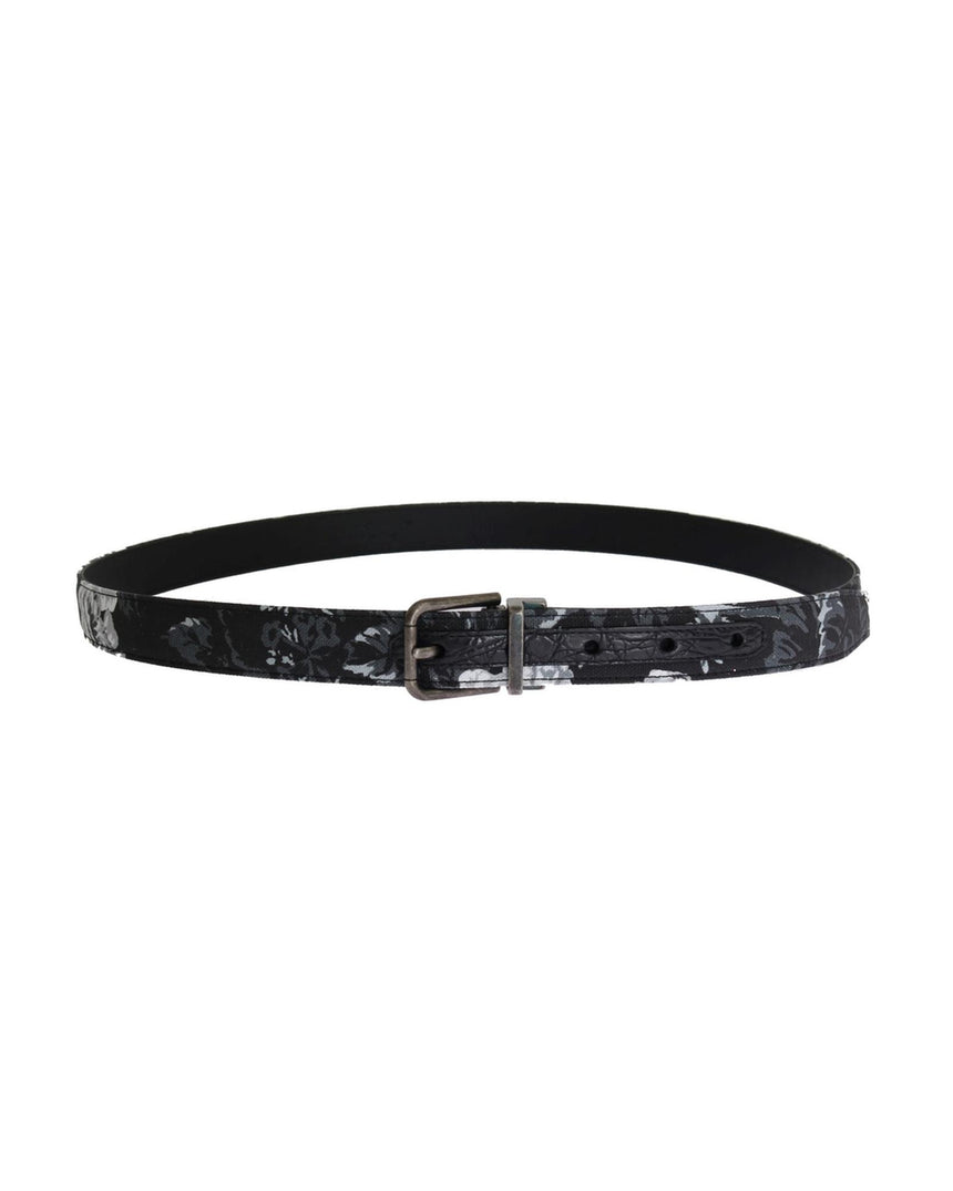 Dolce & Gabbana Floral Pattern Belt with Detachable Gold Buckle 95 cm Men