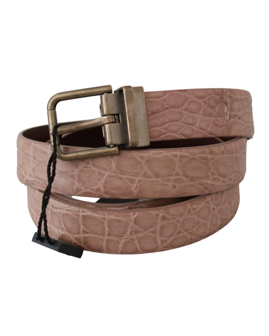 Stunning Dolce & Gabbana Exotic Skin Belt with Brushed Gold Buckle 90 cm Men