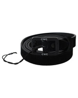 Classic Black Leather Belt with Logo Details 100 cm Women