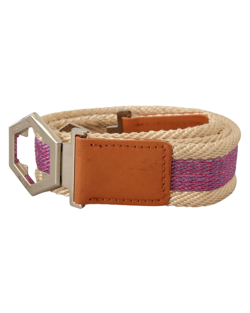 Hexagon Logo Multicolor Leather Fashion Belt 85 cm Women