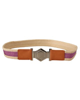 Hexagon Logo Multicolor Leather Fashion Belt 85 cm Women