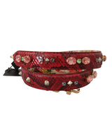 Dolce & Gabbana Women's Red Exotic Leather Crystals Reversible Shoulder Strap - One Size