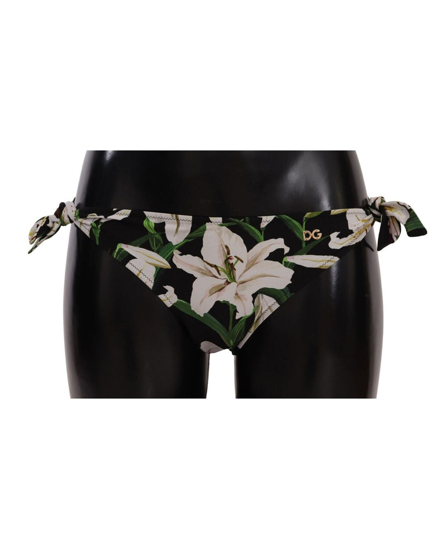 Lilies Print Drawstring Bikini Bottom by Dolce & Gabbana L Women