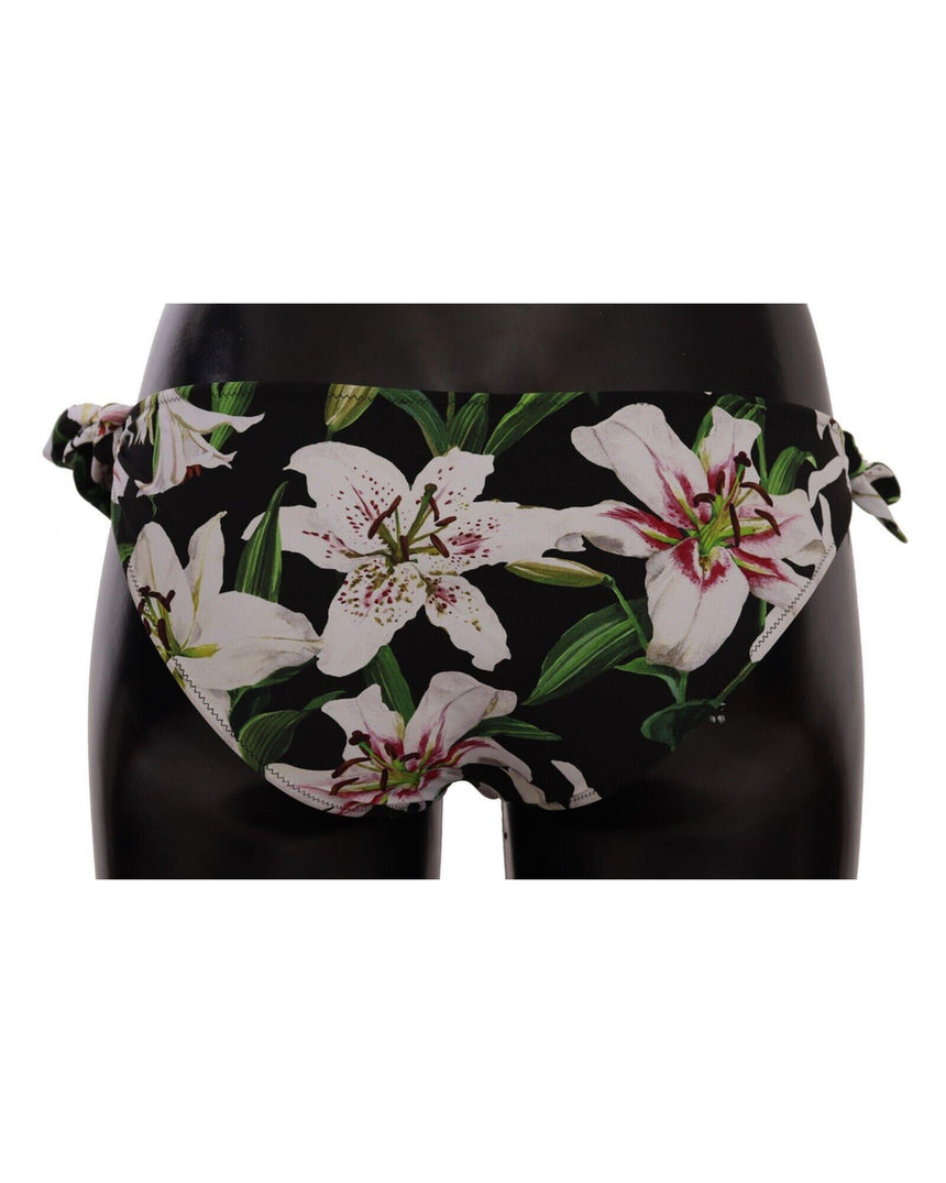 Lilies Print Drawstring Bikini Bottom by Dolce & Gabbana XL Women