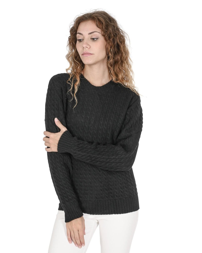 Crown of Edinburgh Cashmere Women's Luxury Italian Cashmere and Merino Wool Sweater in Black - 42 EU