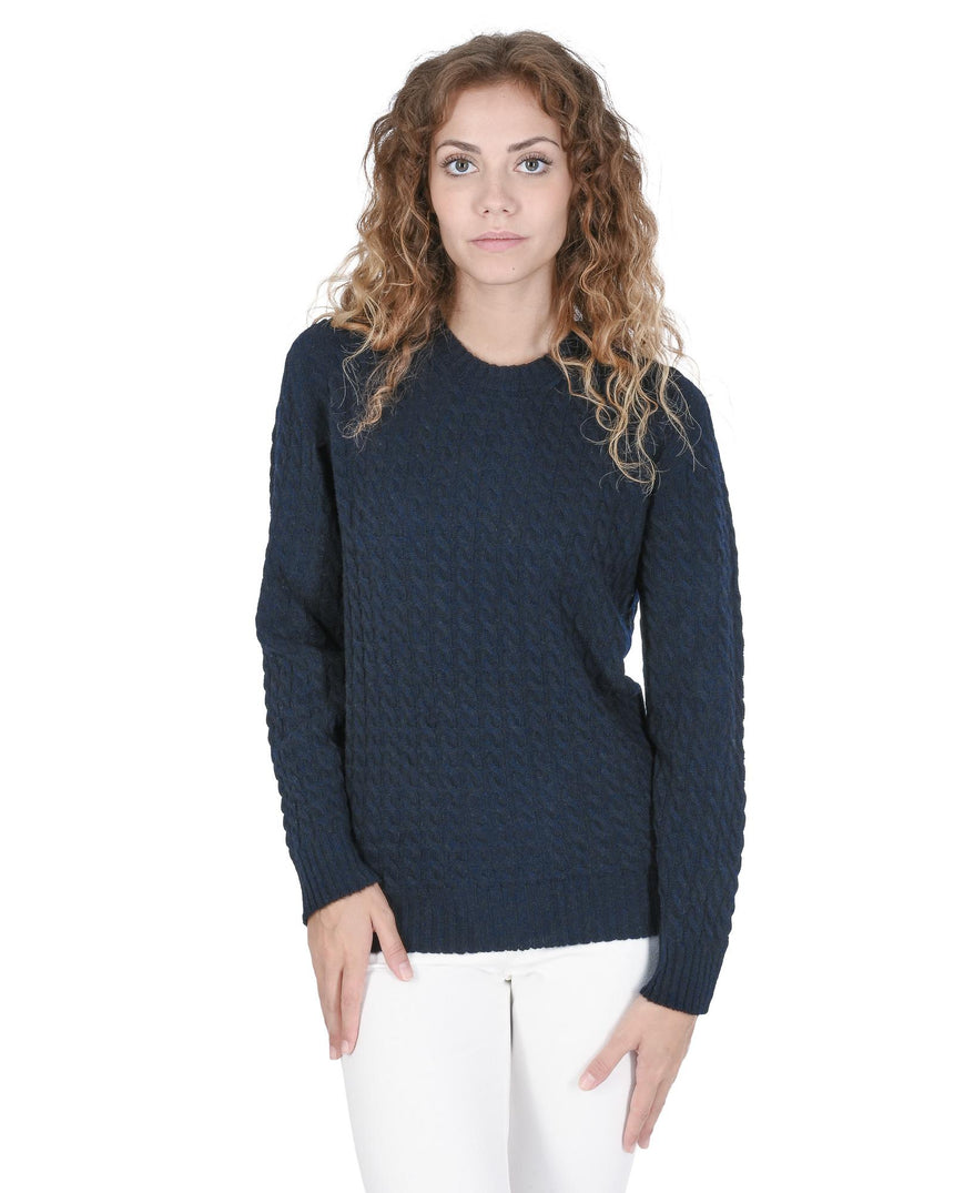 Crown of Edinburgh Cashmere Women's Cashmere Round Neck Womens Sweater in Navy blue - 46 EU