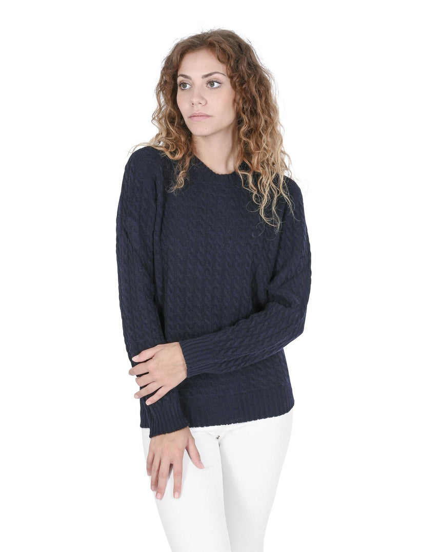 Crown of Edinburgh Cashmere Women's Cashmere Round Neck Womens Sweater in Navy blue - 46 EU