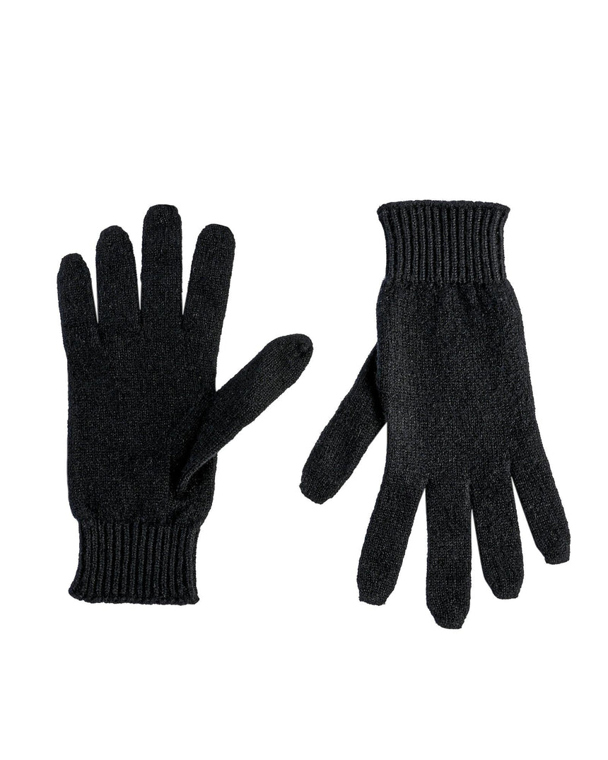 Crown of Edinburgh Cashmere Women's Luxury Cashmere Womens Short Gloves in Black - S