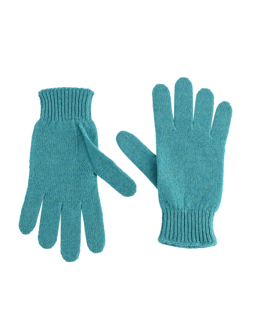 Crown of Edinburgh Cashmere Women's Luxury Cashmere Womens Short Gloves in Turquoise - M