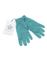 Crown of Edinburgh Cashmere Women's Luxury Cashmere Womens Short Gloves in Turquoise - M